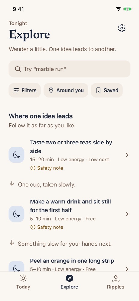 Explore, where one idea leads to another